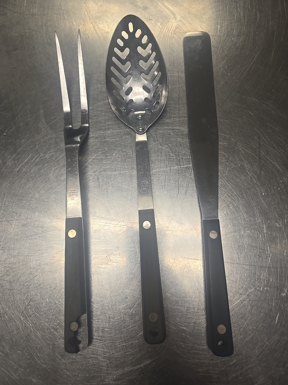 Ecko? Flint Kitchen Utensils  Stainless Steel Vintage Ladle Fork Spoons Set Of 3